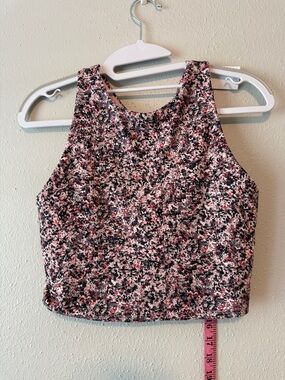 Athleta Floral-Print Cropped Tank Top in Pink & Black